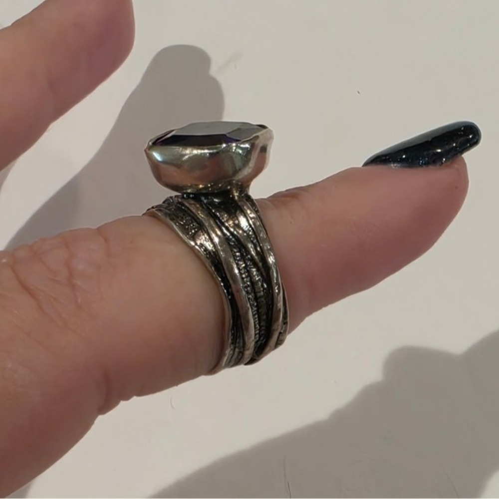 Silpada Sterling Silver Purple CZ "Gladiator" Glam Ring R2757 Size 7 - Picture 5 of 9